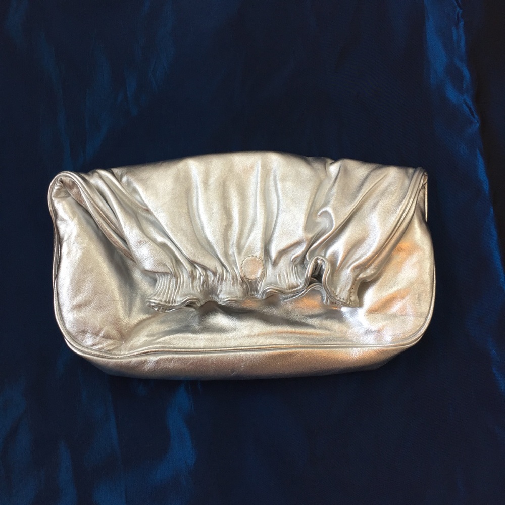 Carrie Valentine Foldover/Rollover Clutch, Silver